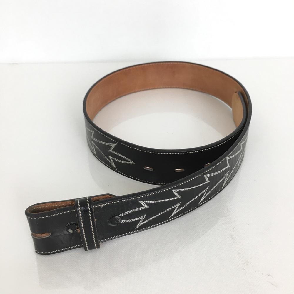 Tony Lama Black and Brown Belt with White Stitching